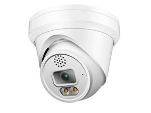 6MP PoE IP Turret Dome Security Camera ، زاوية عريضة 2.8 مم ، ميكروفون مدمج مقاوم للماء H.265 IP66 ، التوصيل والتشغيل متوافق مع Hikvision Uniview NVR و Blue Iris