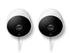 Google Nest Cam Outdoor 2-Pack - الجيل الأول - كاميرا خارجية مقاومة للعوامل الجوية - كاميرا مراقبة مع رؤية ليلية - تحكم بهاتفك