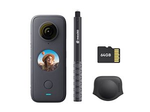 Insta360 ONE X2 360 درجة كاميرا أكشن مقاومة للماء ، 5.7K 360 ، استقرار ، شاشة تعمل باللمس ، تحرير AI ، بث مباشر ، كاميرا ويب ، تحكم صوتي