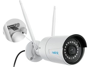 REOLINK Security Camera Outdoor ، نظام كاميرات أمان واي فاي 4 ميجا بيكسل للمنزل ، 2.4 / 5 جيجا هرتز WiFi ، رؤية ليلية ، IP66 مقاوم للماء ، كشف ذكي للشخص / السيارة ، يعمل مع مساعد Google ، RLC-410W