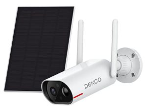كاميرات DEKCO الأمنية الخارجية اللاسلكية - كاميرا أمان شمسية 2K لأمن المنزل ، صوت ثنائي الاتجاه ، كشف ذكي للإنسان ، إعداد بسيط ، كاميرا WiFi خارجية للرؤية الليلية