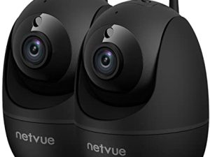 كاميرا NETVUE الداخلية ، 1080P FHD 2.4 جيجا هرتز كاميرا واي فاي للحيوانات الأليفة ، كاميرا منزلية للحيوانات الأليفة / الأطفال ، كاميرا الكلب صوت ثنائي الاتجاه ، كاميرا مراقبة داخلية للرؤية الليلية ، اكتشاف الإنسان بالذكاء الاصطناعي ، أسود ، عبوة من قطعتين