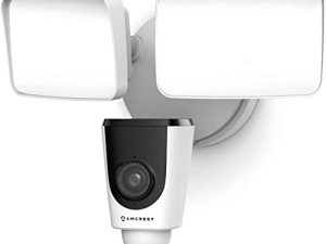 Amcrest Floodlight Camera ، Smart Home 1080P Security Outdoor Camera Wireless WiFi مع ضوء الفيضانات ، المدمج في صفارة الإنذار ، 114 ° View ، IP65 مقاوم للماء ، MicroSD والتخزين السحابي ، ASH26-W