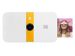 الكاميرا الرقمية للطباعة الفورية KODAK Smile - كاميرا 10 ميجابكسل مفتوحة الشرائح مع طابعة ZINK 2x3 (أبيض / أصفر)