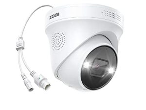 ZOSI ZG2258D 4K 8MP PoE IP Camera Dome Security Camera مع رؤية ليلية ، إنذار صوتي وضوء ، صوت ثنائي الاتجاه ، IP66 مقاوم للعوامل الجوية ، للاستخدام في الأماكن المغلقة في الهواء الطلق ، العمل فقط 4K PoE NVR