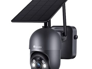 كاميرا مراقبة خارجية ، Ctronics Wireless WIFI 360 ° PTZ Solar Security Camera ، 10000mAh بطارية تعمل بالبطارية كاميرا مراقبة منزلية مع رؤية ليلية ملونة بأضواء كاشفة ، كشف بشري AI ، صوت ثنائي الاتجاه ، IP66
