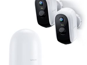 كاميرات WUUK 2 للأمن المنزلي ، شبكة WiFi خارجية لاسلكية ، كاميرا أمان خارجية تعمل بالبطارية 2K مع محطة أساسية ، بدون رسوم شهرية ، IP67 ، تخزين محلي مجاني بسعة 32 جيجا بايت ، متوافق مع Google & Alexa