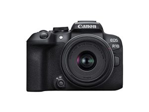 Canon EOS R10 RF-S18-45mm F4.5-6.3 عبارة عن مجموعة عدسات STM ، وكاميرا مدونات فيديو بدون مرآة ، 24.2 ميجابكسل ، فيديو 4K ، معالج الصور DIGIC X ، تصوير عالي السرعة ، تتبع الهدف ، مضغوط ، لمنشئي المحتوى