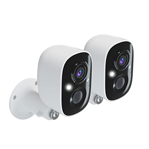 Rraycom 2Pack كاميرات أمان خارجية لاسلكية ، بطارية قابلة للشحن 2K تعمل بالبطارية واي فاي كاميرا مراقبة AI كشف الحركة ، رؤية ليلية ملونة ، اتجاهين ، بدون رسوم شهرية (Cloud / SD) Rraycom 2Pack كاميرات أمان خارجية لاسلكية ، بطارية قابلة للشحن 2K تعمل بالبطارية واي فاي كاميرا مراقبة AI كشف الحركة ، رؤية ليلية ملونة ، اتجاهين ، بدون رسوم شهرية (Cloud / SD)