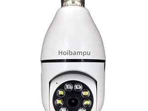 Hoibampu 1 Pack 2.4G Wireless Light Socket Bulb Security برغي خارجي في الكاميرا 1080P HD داخلي وخارجي ذكي كاميرا مصباح إضاءة للمنزل مع صوتي ثنائي الاتجاه ، رؤية ليلية ، إنذار للكشف عن الحركة البشرية