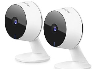 كاميرا LaView Home Security HD 1080P (عبوتان) اكتشاف الحركة ، تتضمن بطاقتين SD ، صوت ثنائي الاتجاه ، رؤية ليلية ، واي فاي داخلي للمراقبة السلكية للأطفال / الحيوانات الأليفة ، Alexa و Google ، الخدمة السحابية (US Server)