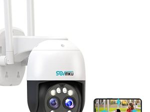 SOVMIKU Security Camera، WiFi Outdoor / Home Monitor Pan-Tilt View 360 °، 2-Way Audio، Night Vision، IP66،8X Hybrid Zoom 4MP Dome Surveillance Cameras