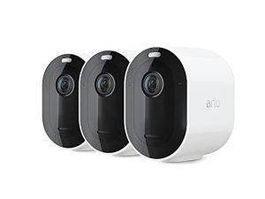 كاميرا Arlo Pro 4 Spotlight - 3 عبوات - أمان لاسلكي ، فيديو 2K و HDR ، رؤية ليلية ملونة ، صوت ثنائي الاتجاه ، خالي من الأسلاك ، مباشر إلى شبكة WiFi بدون محور ، أبيض - VMC4350P