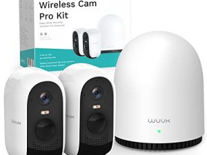 كاميرات مراقبة WUUK لاسلكية خارجية ، نظام كاميرا أمان منزلي 2K HDR مع مركز تخزين وكاميرات تعمل بالبطارية 9600 مللي أمبير في الساعة (x2) ، كشف الحركة الثلاثية ، رؤية ليلية ملونة ، صوت ثنائي الاتجاه ، بدون رسوم شهرية