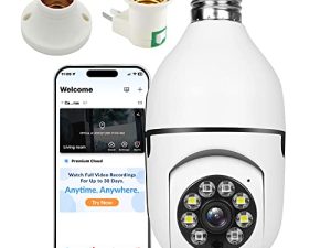 Tingkengse Light Bulb Security Camera ، 2.4GHz & 5G Wireless WiFi Light Bulb Camera ، E27 Light Socket ، المدمج في 355 ° PTZ & Smart Motion Detection ، 1080p داخلي لنظام الكاميرا المنزلية