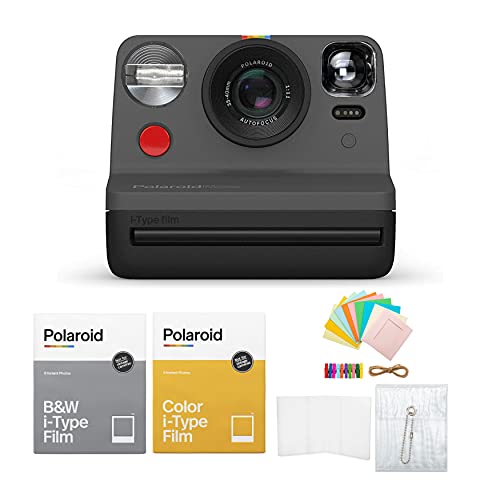 مجموعة كاميرا فورية من نوع Polaroid Originals Now Viewfinder i-Type (سوداء) مع مجموعة ملحقات فيلم فوري وأفلام B&W و Polaroid (4 عناصر) مجموعة كاميرا فورية من نوع Polaroid Originals Now Viewfinder i-Type (سوداء) مع مجموعة ملحقات فيلم فوري وأفلام B&W و Polaroid (4 عناصر)