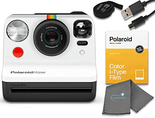 كاميرا Polaroid Now I-Type Instant Film - حزمة بالأبيض والأسود مع مجموعة أفلام ملونة من النوع i (8 صور فورية) وقماش تنظيف Lumintrail كاميرا Polaroid Now I-Type Instant Film - حزمة بالأبيض والأسود مع مجموعة أفلام ملونة من النوع i (8 صور فورية) وقماش تنظيف Lumintrail