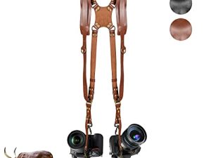 حزام كاميرا Kasla ، أحزمة الكاميرا للمصورين - حزام كاميرا مزدوج من الجلد لكاميرا DSLR / SLR