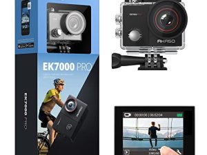 كاميرا أكاسو EK7000 Pro 4K أكشن مع شاشة تعمل باللمس بزاوية عرض قابلة للضبط EIS كاميرا ويب تحت الماء 40 متر كاميرا مقاومة للماء مع جهاز تحكم عن بعد كاميرا رياضية مع مجموعة ملحقات خوذة