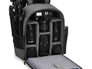 حقيبة ظهر كاميرا كادين احترافية لكاميرا DSLR / SLR عديمة المرآة مقاومة للماء ، جراب كاميرا متوافق مع ملحقات كاميرا نيكون وكاميرا نيكون من سوني رمادي