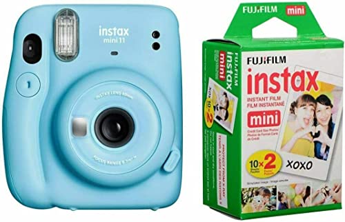 كاميرا Fujifilm Instax Mini 11 بفيلم فوري ، أزرق سماوي - مع عبوة مزدوجة لفيلم Fujifilm instax Mini Instant Daylight ، 20 تعرضًا كاميرا Fujifilm Instax Mini 11 بفيلم فوري ، أزرق سماوي - مع عبوة مزدوجة لفيلم Fujifilm instax Mini Instant Daylight ، 20 تعرضًا