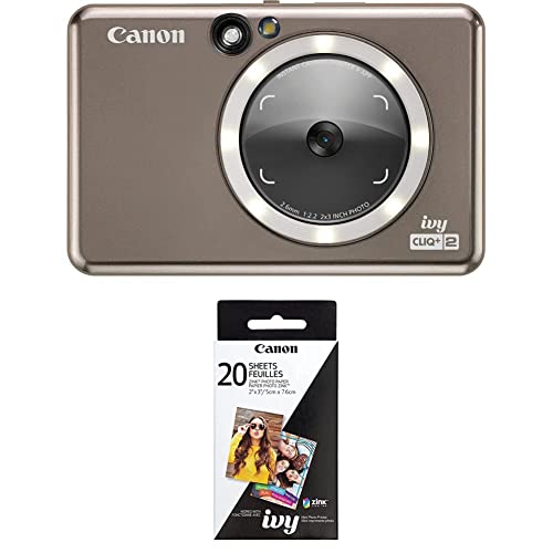 طابعة الكاميرا الفورية Canon Ivy CLIQ + 2 ، طابعة الهواتف الذكية ، حزمة ورق الصور المعدنية Mocha Zink ، 20 ورقة طابعة الكاميرا الفورية Canon Ivy CLIQ + 2 ، طابعة الهواتف الذكية ، حزمة ورق الصور المعدنية Mocha Zink ، 20 ورقة