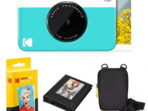 حزمة Kodak Printomatic الفورية للكاميرا (أزرق) ورق زنك (20 ورقة) - حقيبة - ألبوم صور - إطارات معلقة.