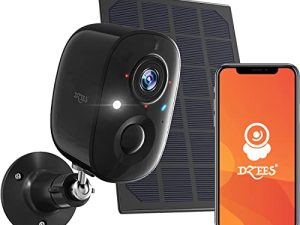 Dzees 【Upgrade】 كاميرا أمان لاسلكية خارجية ، كاميرات مراقبة خارجية لاسلكية مع لوحة شمسية ، رؤية ليلية ملونة بدقة 1080 بكسل ، ضوء كشاف / إنذار ، كشف AI ، حديث ثنائي الاتجاه ، IP66 مقاوم للماء