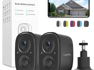 LongPlus 2 Pack Wireless Outdoor Security Camera ، كاميرا أمان لاسلكية تعمل بالبطارية لأمن المنزل ، كاميرا واي فاي لاسلكية مع اكتشاف AI ، رؤية ليلية ملونة ، ضوء كشاف ، صوت ثنائي الاتجاه ، 2.4 جيجا هرتز فقط
