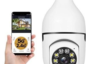 KOWVOWZ لمبة إضاءة لاسلكية واي فاي 1080P كاميرات مراقبة لاسلكية خارجية ، 360 درجة مقبس إضاءة داخلي للكاميرات الأمنية لأمن المنزل مع صوت ثنائي الاتجاه ، كشف الحركة الذكي (قطعة واحدة)