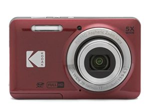 كاميرا KODAK PIXPRO Friendly Zoom FZ55-RD الرقمية بدقة 16 ميجابكسل مع زووم بصري 5X بزاوية عريضة 28 مم وشاشة إل سي دي 2.7 بوصة (أحمر)
