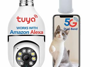 Safecam 360 Light Bulb Security Camera 5g & 2.4g Wifi، Light Bulb Cameras، Lightbulb Security Camera إنذار خارجي لتتبع الحركة ، كاميرا أمان بمقبس ضوئي Ptz View Google Home Tuya Smart مع Alexa