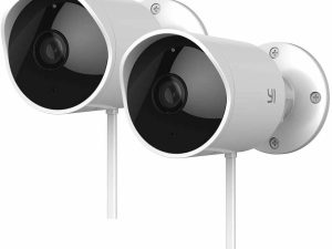 YI 2pc كاميرا مراقبة خارجية ، كاميرا IP ذكية للمراقبة الخارجية للباب الأمامي بدقة 1080 بكسل مع مقاومة للماء ، واي فاي ، سحابة ، رؤية ليلية ، مستشعر كشف الحركة ، تطبيق هاتف ذكي ، يعمل مع Alexa