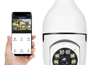 AONUOWE WiFi Light Bulb Security Camera 1080P ، كاميرا مراقبة 360 درجة لاسلكية خارجية ، كاميرات مراقبة داخلية لأمن المنزل ، كشف الحركة الذكي ، صوت ثنائي الاتجاه (قطعة واحدة)
