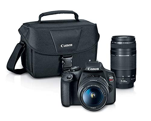 كاميرا كانون EOS Rebel T7 DSLR | 2 عدسة مع عدسة EF18-55mm + EF 75-300mm ، أسود كاميرا كانون EOS Rebel T7 DSLR | 2 عدسة مع عدسة EF18-55mm + EF 75-300mm ، أسود
