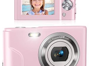 كاميرا رقمية ، Lecran Kids Camera FHD 1080P 36.0 Mega Pixel Vlogging Camera with 16X Digital Zoom ، شاشة LCD ، كاميرات صغيرة محمولة صغيرة للأطفال والمراهقين والطلاب (وردي)