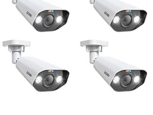 كاميرا ZOSI 4PK 8MP PoE IP مع كبلات إيثرنت كاميرا أمان خارجية بدقة 4K مع تحدث ثنائي الاتجاه ، رؤية ليلية ملونة ، إضاءة ذكية وتنبيهات صوتية ، IP66 مقاومة للماء ، تعمل فقط مع ZOSI 4K PoE NVR