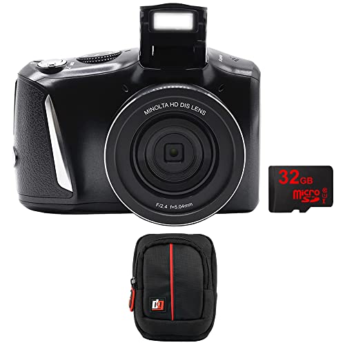 كاميرا رقمية Minolta MND50-BK بدقة 48 ميجابكسل بدقة 4K فائقة الدقة و 16 × زووم رقمي (أسود) مع حقيبة كاميرا ديكو فوتو بوينت وشوت فيلد حقيبة (أسود / أحمر) كاميرا رقمية Minolta MND50-BK بدقة 48 ميجابكسل بدقة 4K فائقة الدقة و 16 × زووم رقمي (أسود) مع حقيبة كاميرا ديكو فوتو بوينت وشوت فيلد حقيبة (أسود / أحمر)