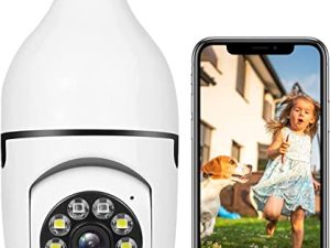 كاميرا أمان ACTMAN Light Socket مع Alexa ، كاميرا 1080P Lightbulb في الهواء الطلق لاسلكية واي فاي ، رؤية ليلية ملونة ، تنبيهات ذكية ، تتبع الحركة ، صوت ثنائي الاتجاه ، 2.4G WiFi ، لأمن المنزل