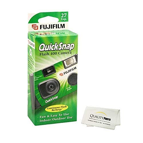 كاميرا Fujifilm QuickSnap Flash 400 للاستعمال مرة واحدة مقاس 35 مم (عبوة واحدة) حزام يد إضافي + قماش من الألياف الدقيقة للصور عالية الجودة كاميرا Fujifilm QuickSnap Flash 400 للاستعمال مرة واحدة مقاس 35 مم (عبوة واحدة) حزام يد إضافي + قماش من الألياف الدقيقة للصور عالية الجودة