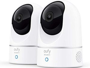 eufy Security Solo IndoorCam P24 2-Cam Kit، 2K Security Indoor Camera Pan & Tilt، Plug-in Camera with Wi-Fi، Human & Pet AI، Voice Assistant Compatibility، Motion Tracking، Homebase غير متوافق