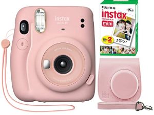 Fujifilm Instax Mini 11 Instant Camera Blush Pink + Minimate Custom Case + Fuji Instax Film 20 ورقة عبوة مزدوجة