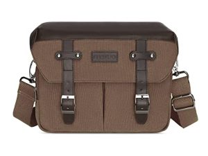 MOSISO Camera Case Crossbody Shoulder Messenger Bag DSLR / SLR / Mirrorless Photography Vintage PU Leather Flap Gadget Bag with Rain Cover متوافق مع Canon / Nikon / Sony Camera and Lens، Brown