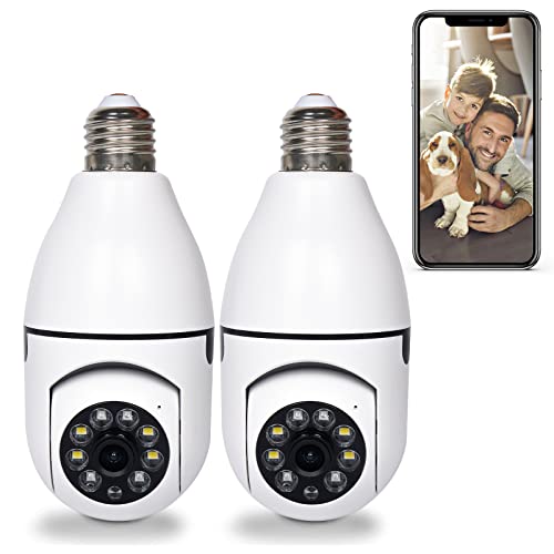 كاميرا Tiantianka اللاسلكية WiFi Light Bulb ، 360 درجة E27 لمبة الأمن الخارجية ، 1080P نظام كاميرات مراقبة المنزل مع كشف الحركة البشرية والإنذار (White-2PC) كاميرا Tiantianka اللاسلكية WiFi Light Bulb ، 360 درجة E27 لمبة الأمن الخارجية ، 1080P نظام كاميرات مراقبة المنزل مع كشف الحركة البشرية والإنذار (White-2PC)
