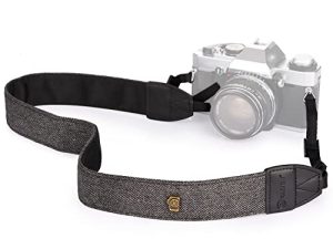 حزام كتف وعنق للكاميرا من TARION حزام عتيق لجميع كاميرات DSLR نيكون وكانون سوني بنتاكس كلاسيك أبيض وأسود نسج (نسخة مطورة)