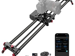 NEEWER 31.5 "/ 80 سم منزلق كاميرا بمحرك ، تطبيق لاسلكي للتحكم في سكة حديد دوللي من ألياف الكربون ، يدعم وضع الفيديو ، تصوير فاصل زمني ، أفقي ، تتبع وتصوير بانورامي بزاوية 120 درجة (ER1-80)