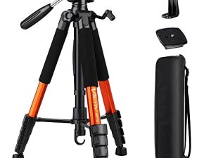 حامل ثلاثي القوائم لكاميرا Canon Nikon Sony مقاس 74 بوصة ، حامل ثلاثي القوائم خفيف الوزن مع حقيبة حمل ، حامل ثلاثي القوائم احترافي من الألومنيوم لكاميرا DSLR / SLR (تحميل 6.35 كجم / 14 رطلاً)