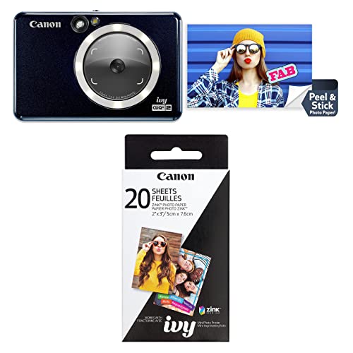 طابعة الكاميرا الفورية Canon Ivy CLIQ + 2 ، طابعة الهواتف الذكية ، حزمة ورق الصور الفوتوغرافية Zink من Midnight Navy ، 20 ورقة ، أبيض ، 2 "X 3". (3214C001) طابعة الكاميرا الفورية Canon Ivy CLIQ + 2 ، طابعة الهواتف الذكية ، حزمة ورق الصور الفوتوغرافية Zink من Midnight Navy ، 20 ورقة ، أبيض ، 2 "X 3". (3214C001)