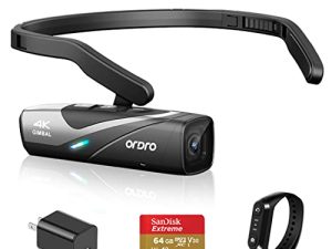 ORDRO EP8 يمكن ارتداؤها بدون استخدام اليدين كاميرا FPV ، كاميرا فيديو Ultra HD 4K 60FPS مع مستشعر 1 / 2.8 "، 2-Axis Gimbal Stabilizer ، 2.4 / 5G WiFi ، دعم Type-C Fast Charge ، مع جهاز تحكم عن بعد ، بطاقة Micro SD 64G