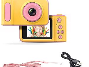 كاميرا Acuvar Full 1080P Kids Selfie HD مدمجة للصور الرقمية وفيديو قابلة لإعادة الشحن مع شاشة LCD 2 بوصة وألعاب الفيديو وشحن Micro USB (وردي ، كاميرا فقط)